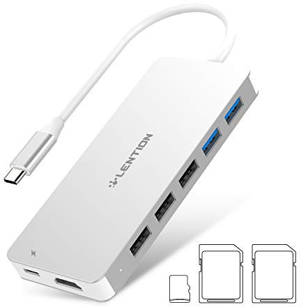 LENTION Hub USB C 11-in-1 Adattatore con HDMI 4K, 3 Lettore SD/TF, 5 USB-A 3.0/2.0, USB-C 3.0, PD 60W, per MacBook Pro 2024-2016, Nuovo Mac Air, iPhone 15 Plus Pro Max, Surface Pro 9, Chromebook (C19)
