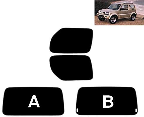 Passgenaue Tönungsfolie für-Suzuki Jimny 3-Türen 1998-2017 Heck/Seitenscheiben (05% Tiefschwarz, B)
