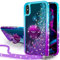 Silverback Moving Liquid Holographic Sparkle Glitter Case With Stand, Bling Diamond Bumper Ring Shockproof Protective Case for iPhone Xs Max - Purple