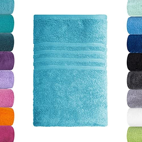 Lavea Badetuch 100x150cm - großes Badehandtuch zum einkuscheln, abtrocknen und als Strandhandtuch - 1x in Türkis - 100% GOTS zertifizierte Bio-Baumwolle - Badetücher aus unserer Premium Serie Bali