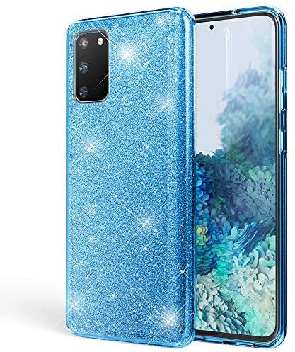 NALIA Glitter Case kompatibel mit Samsung Galaxy S20 Hülle, Diamant Schutzhülle Bling Cover Silikon Handyhülle Phone Etui, Strass Handy-Tasche Backcover Bumper Skin Glänzend, Farbe:Türkis
