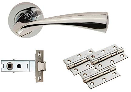 Carlisle Brass Sintra Ultimate Door Pack - Includes Pair of Handles, 3 Hinges and a 3 Latch ion Polished Chrome