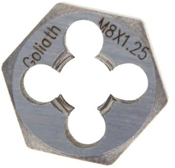 Utoolmart M8 × 1.25 Hexagonal Die Machine Thread Die Uncoated Threading Die Tool Acero al carbono 6G Clase de precisión para volver a roscar los hilos existentes 1pcs