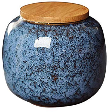 XUDREZ Tea Storage Containers Airtight Caddy Tins, Ceramics Canister Tea Sealed Porcelain Storage Jar for Seed/Coffee and More (Blue)