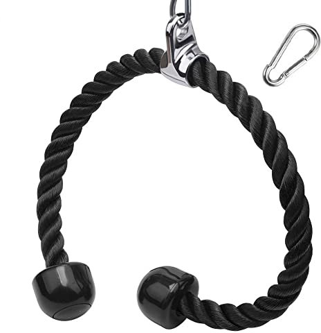 XYZDOUBLE Corda per Tricipiti Push Pull Down Cord 90cm Attaccatura Cavo Nylon Intrecciato Cavo Tricep Corda per Fitness in Multipalestra Allenamento Bicipiti, Tricipiti, Palestra O Casa - Nero