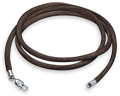 Bling Jewelry Brown Satin Silk Necklace Pendant Cord For Women For Men Teen .925 Sterling Silver Lobster Claw Clasp 24 Inch