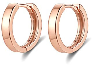 Boucles d'oreilles Femme en Argent Fin 925 Hypoallergénique Créoles Petites Plaqué Or Rose, Diamètre 8mm
