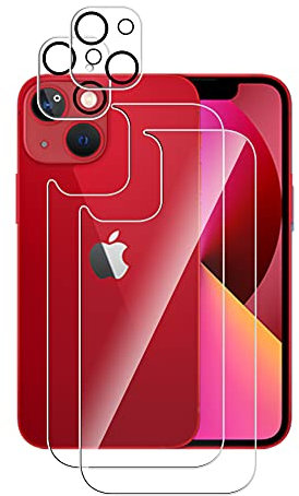 Fitudoos For iPhone 13 Mini [Pack of 2] Back Tempered Glass + Camera Tempered Glass [2 Pieces], [9H Hardness], [0.33mm] [Ultra Clear], [No-Bubble]