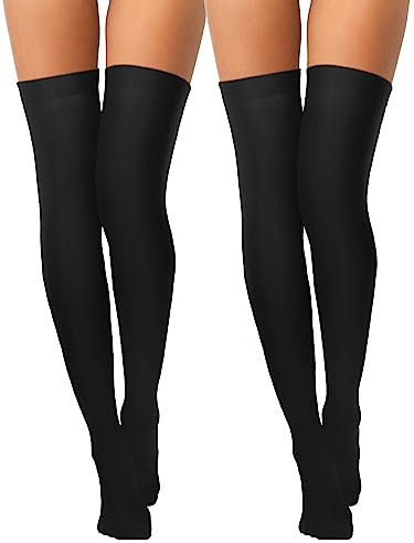 Geyoga 2 Paia Calze Sopra il Ginocchio Calze Alte a Ginocchio, Cosplay (Nero, M)