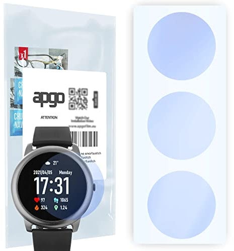 apgo Displayschutzglas 3 Stück für Haylou Solar LS05 Smartwatch, Hybrid 9H, Bildschirmschutz, Schutzglas mit Full Glue [Klar, Kratzfest]
