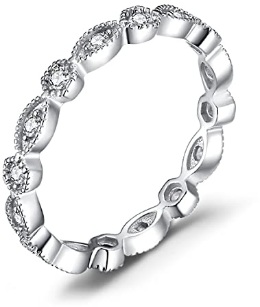 JewelryPalace Modeschmuck Marquise Zirkonia Band Ring Damen, Hochzeitsringe Silber 925 Trauringe Eheringe für Frauen, Vorsteckring Stapelring Eternity Ring Bandring schmal, Ringe Set Schmuck 62