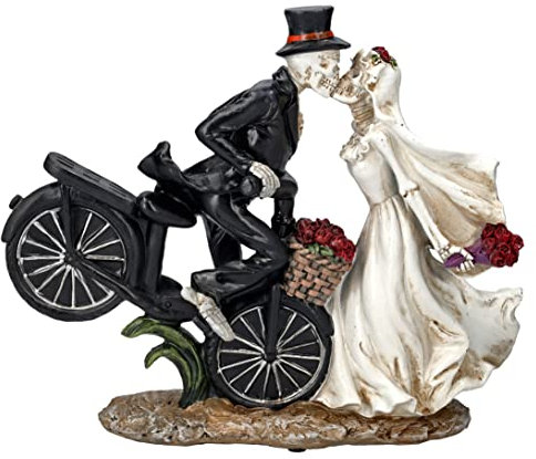 Pacific Giftware Skelett Figuren Brautpaar küssend auf Fahrrad | Lustiges Hochzeitspaar Hochzeit Deko