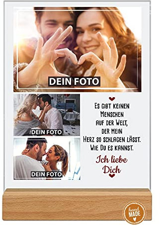 PR Print Royal Foto auf Acrylglas selbst gestalten - Hochwertiger Acrylaufsteller mit Fotocollage und Echtholzsockel zum Geburtstag, Valentinstag, Jahrestag | Personalisiertes Partnergeschenk