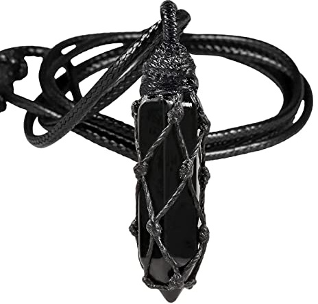 KYEYGWO Healing Crystal Points Pendant Necklace for Men Women | Hexagonal Crystal Necklace, Protection Necklace, Adjustable Waxed Cord, Daily Wear, Spiritual Crystal Gift for Women Men