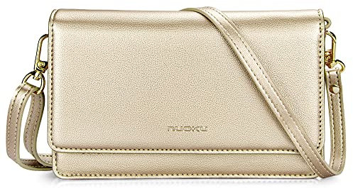 nuoku Kleine Umhängetasche für Frauen, Handytasche zum Umhängen, RFID-Kartenhalter, Geldbörse und Handtaschen mit 2 Riemen am Handgelenk (max. 6,5 Zoll)