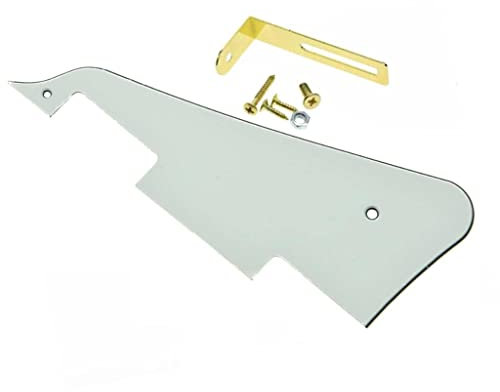 Dopro Gitarren-Pickguard für Epiphone Les Paul, 3-lagig, mit goldfarbener Halterung, elfenbeinfarben
