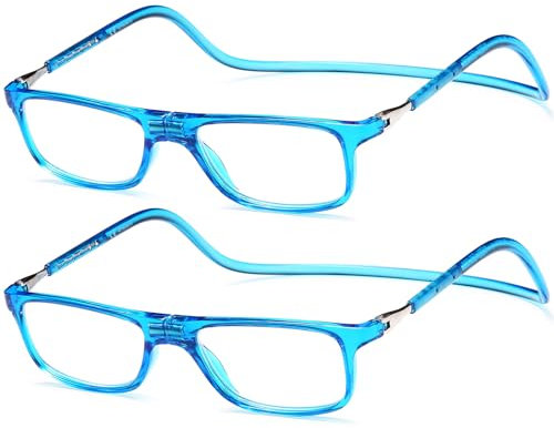 NEW VISION Lesebrille mit Magnetverschluss 2 pack, Lesebrillen, Bequem Magnetverschluss Vorne, Reading Glasses NV2904, Lesehilfe für Damen Herren (2BLAU, 3.5, x)