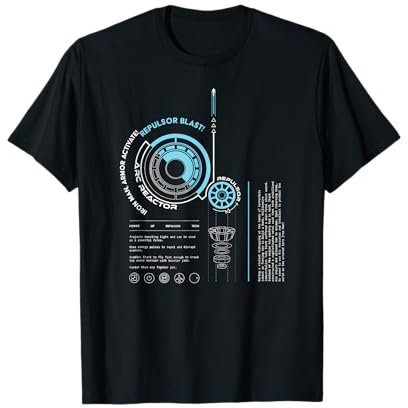 Marvel Avengers Iron Man Armor ARC Reactor Data Readout T-Shirt