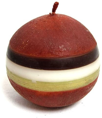 Kugelkerze Bordeaux mit farbigen Ringen, Ø ca.8 cm