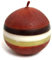 Kugelkerze Bordeaux mit farbigen Ringen, Ø ca.8 cm