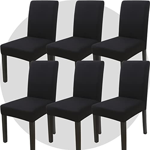 ZHILING Stuhlhussen Bezüge Set von 6 Super Fit Stretch abnehmbare waschbare Esszimmerstuhl Protector Cover Sitzbezug für Hotel, Esszimmer, Zeremonie, Bankett Hochzeitsfeier(Schwarz)