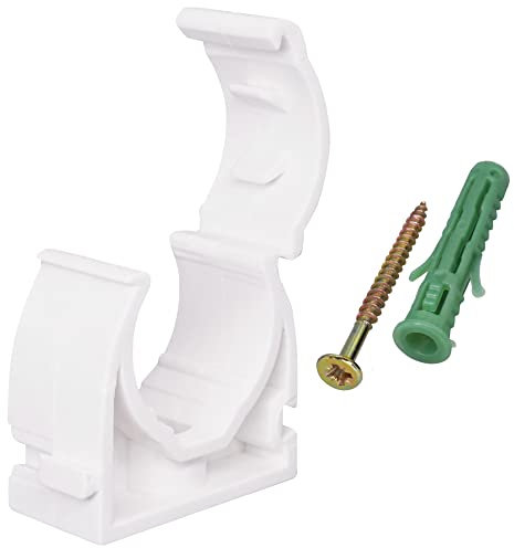 SKIR'CO (10 piezas) Clips de tubo, abrazaderas de plástico para tubos de 22 mm, clips de tubería con cerradura, ganchos de manguera, clips blancos para tubos