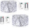 Luces LED Pilas 2 Piezas 12M 120 LED Guirnalda Luces Pilas 8 Modos Guirnalda Luces Interior con Temporizador y Control Remoto Guirnalda Luces LED para Navidad Interior Exterior Decoración(Blanco Frío)