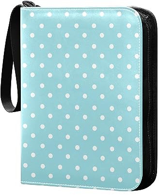 Türkis Blau Polka Dots Card Binder 4-Pocket, Trading Binder für Kartenspiele Sammlung Fall Buch Sammelkartenalben Sport Karten Binder