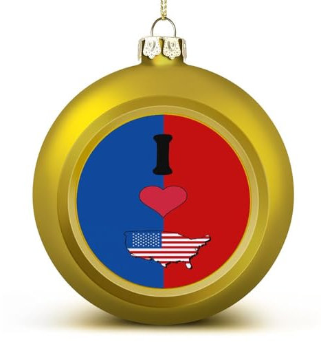 USA-Flagge, Karte, Weihnachtskugeln, Ornamente, I Love My Country, USA, Weihnachtsdekoration, Baumkugeln für Urlaub, Hochzeit, Party, Dekoration, Xmas Hängende Bälle, Baumschmuck