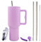 FloweryOcean 1200ml 40oz Kaffeebecher to Go,Doppelwandiger Edelstahl Vakuum Isolierbecher mit Griff und Stroh,Autobecher Thermobecher,Kaffeetasse für Heißer, Kalter Getränke,05-Hellviolett
