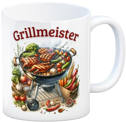 Grillmeister Kaffeebecher BBQ-Braten für Fleisch- Gemüsefans das Grill-Erlebnis für jeden Grillmeister direkt drauf Grill Tasse