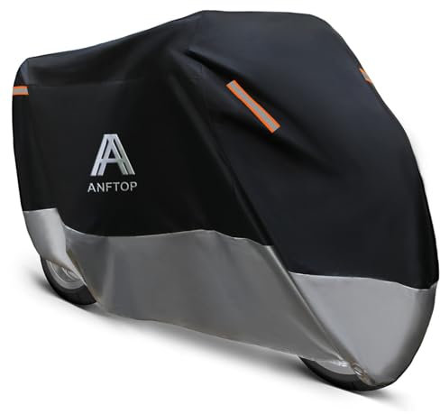 ANFTOP Housse de Moto Exterieur Impermeable 210D Bâche Protection Moto Exterieur Interieur Résistant Poussière,Neige/Pluie, au Vent,Soleil pour Moto Vespa Scooter XXL