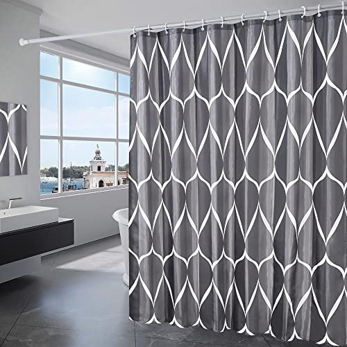 GRICOL Tenda Doccia Tenda da Bagno in Poliestere Doccia con 12 Ganci Lavabile in Lavatrice per Doccia e Bagno 200x240CM Nero