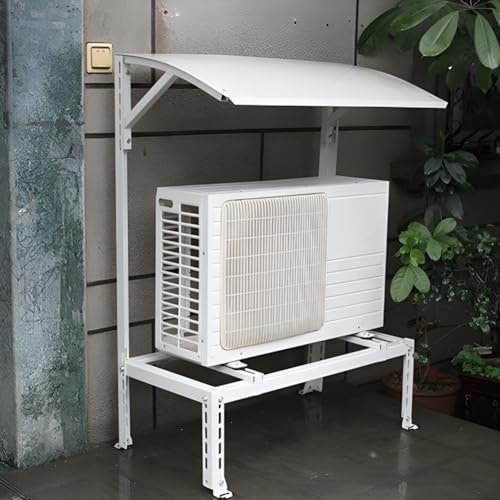 Soporte De Suelo De La Unidad Exterior Del Aire Acondicionado, Marco De Acero Galvanizado, Con Dosel, Soporte Del Sistema De Bomba De Calor De Aire Acondicionado Dividido, Ajustable ( Color : White ,