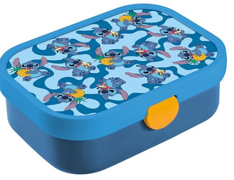 Mepal - Lunchbox Campus - Bento Lunchbox für Kinder - Brotdose mit Bento-Fach & Gabel - Meal Prep Box mit Clip-Verschluss - BPA-frei & Spülmaschinenfest - 750 ml - Stitch