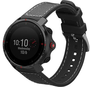 kwmobile Armband kompatibel mit Polar Grit X/X Pro/Vantage M / M2 Band - Aus Nylon und Silikon - Fitnesstracker Sportarmband Schwarz - Innenmaße 14-22 cm