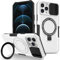 Kainevy pour Coque iPhone 13 Pro [Compatible avec MagSafe] Magnetique Etui Protection iPhone 13 Pro Coque Antichoc Militaire Renforcée Case avec Anneau Support et Cache Camera (Blanc+Noir)