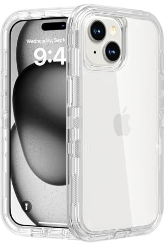 Follaroma for iPhone 15 Case, Anti-Drop, Heavy Duty Shockproof Protection Phone Cases, Durable 2-Layer Trasparent Protective Cover Compatible with iPhone 15, 6.1 inch,Crystal Clear