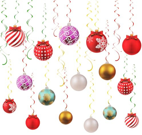 Heliltd 36 decorazioni natalizie a spirale da appendere all'albero di neve a forma di palla di neve di Natale decorazioni a spirale per Natale vacanze forniture per feste di Natale
