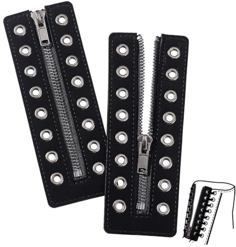 PH PandaHall Leder Reißverschlusseinsätze Zum Einschnüren In Stiefeln 15.9x5.5cm 8 Metall Grau Ösen Reißverschluss Schnürsenkel Für Erwachsene Tieless Schuh Sneakers Schnürsenkel Reparatur DIY