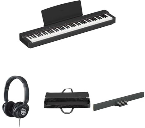 Yamaha P-225 Digital Piano with 88 Graded Hammer Compact Keys bundled with HPH-150 Headphones, SC-KB851 Piano Bag, and LP-5A - Optional pedal unit