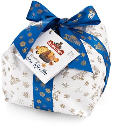 ALBERTENGO - Panettone classico milanese Antica Ricetta 1 kg - Con uvette e canditi in elegante confezione natalizia