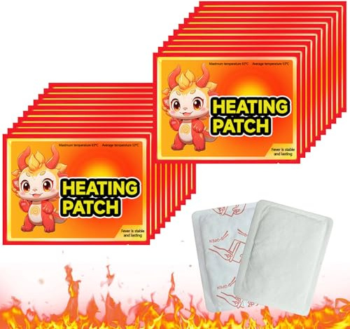 Wärmepflaster, 20 Stück Körperwärmer, Rückenwärmer, Winter wärmer, Selbstklebende Wärmepflaster für Periode, Rücken, Nacken, Schulter, Menstruationsschmerzen, Periodenkrämpfe, Muskelkater, 4h