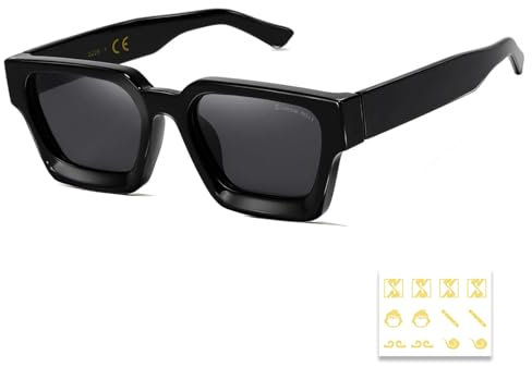 SHEEN KELLY Retro dicke rechteckige klobige Sonnenbrille für Frauen Männer trendy klassisch schmaler quadratischer schwarzer Schildpatt Rahmen Mode -Sonnenbrille