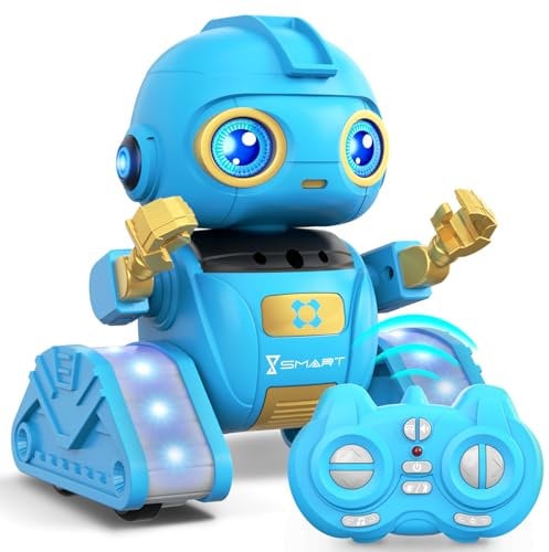 Ophy Roboter Kinder Spielzeug, wiederaufladbar und projizierbar, RC-Roboter mit LED-Augen und Musik, RC-Spielzeug mit Gestensensor für ab 3 4 5 6 7 8 9 10 Jahre Jungen und Mädchen Geschenk(Blau)