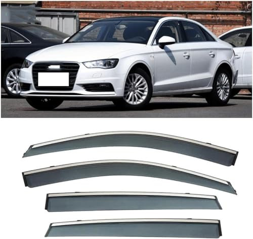 LIULAOGEN Maßgeschneidert Auto Windabweiser für Audi A3 Saloon 2014-2020,Auto Seitenfenster Regenschutz Regenabweiser,Seitenfenster Regenabweiser Zubehör