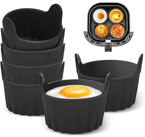 6pcs Air Fryer Egg Poacher Ramekins Set for Souffle, Muffin, Cupcake, Custard & Pudding - Microwave Compatible