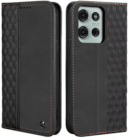 CXTcase Mobile Phone Case for Motorola Moto G75 5G Case, Leather Flip Case for Motorola Moto G75 5G, PU Leather Shockproof Magnetic Protective Case for Motorola Moto G75 5G, Black
