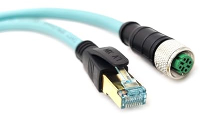 BOUUNCIY M12 4 Pin D Code Female to RJ45 Industrial Ethernet Cable, M12 to RJ45 Male High Flex Cable Shielded Field Wireable Cable Assembly for Automation Systems Interconnect (3.28ft/1Meter)