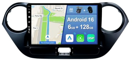 YUNTX [6GB+128GB] Android 16 Autoradio für Hyundai i10 2014-2019-[Integriertes CarPlay/Android Auto/DSP/GPS]-9 Zoll IPS Screen-DAB/Mirror Link/Bluetooth 5.0/360 Kamera